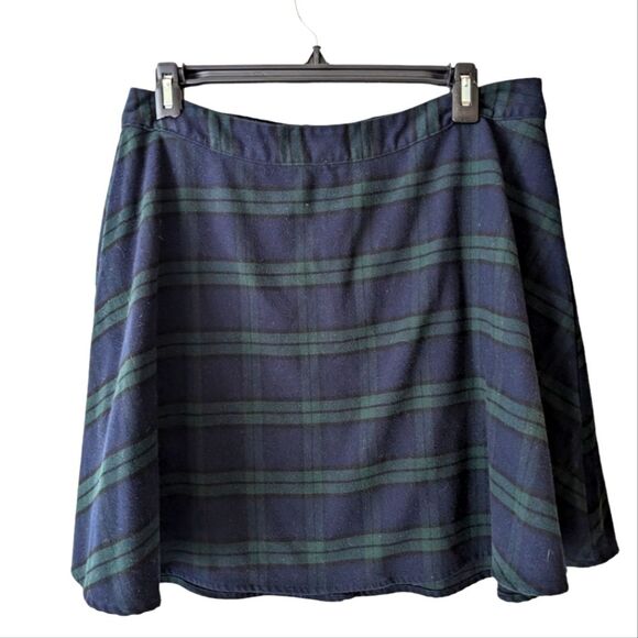 Old Navy Blue and Green Plaid Circle A-Line Skirt Size 10 - Picture 1 of 5